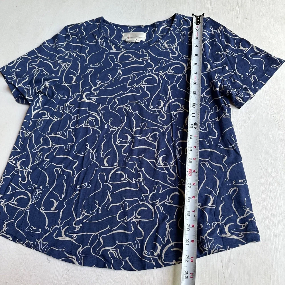 Anthropologie Blue Bunny Novelty Print Weekend Tee - Picture 6 of 9